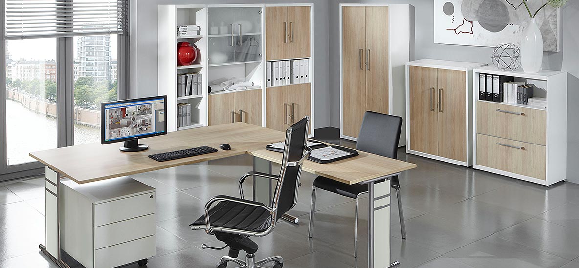 Möbelprogramm Priola Eiche/Weiß