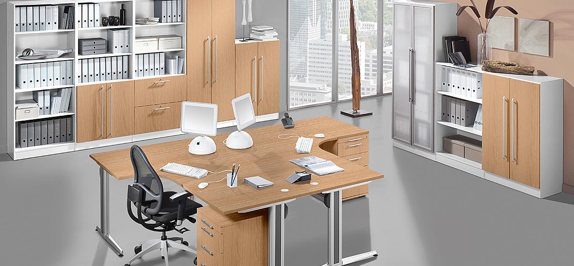 Möbelprogramm Sira Eiche/Weiß